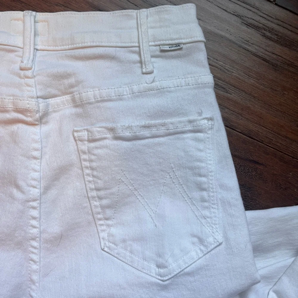 MOTHER Hustler Ankle Fray White Straight Leg Jeans Size 28 - Picture 10 of 14